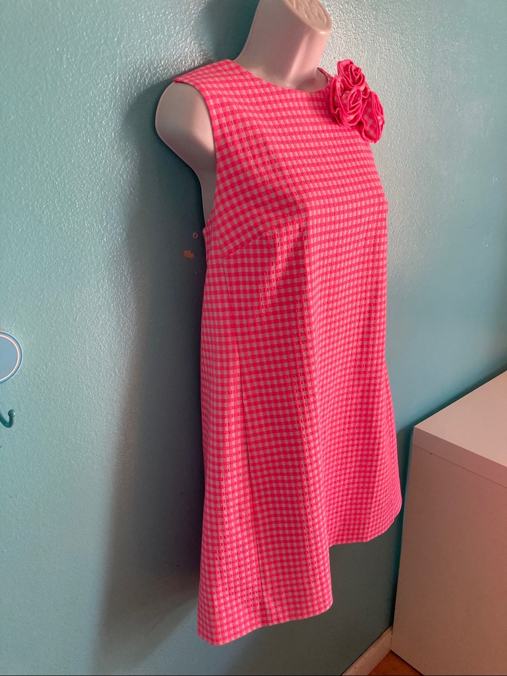 Lilly Pulitzer Edita Stretch Shift Size 8 Pink Check Summer Dress - Picture 8 of 16
